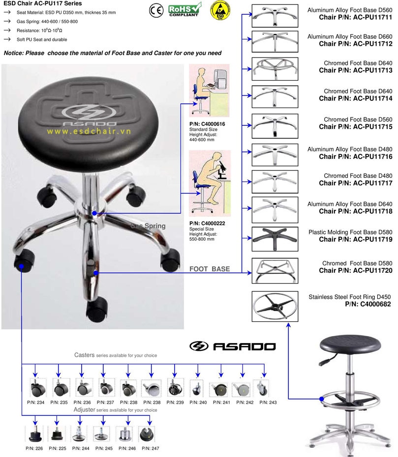 Ghế phòng sạch AC-PU116-Ghe-phong-sach-ac-pu116